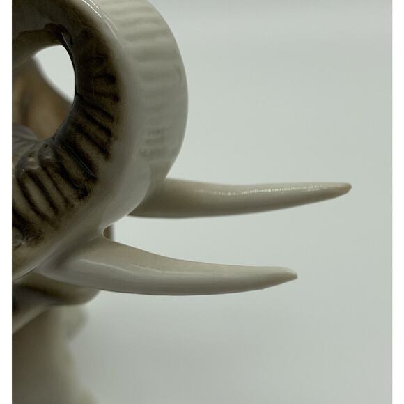 Royal Dux Trunk Up Elephant Figurine Czechoslovakia 6” Tall 2” Tusk Good Luck - Picture 6 of 8